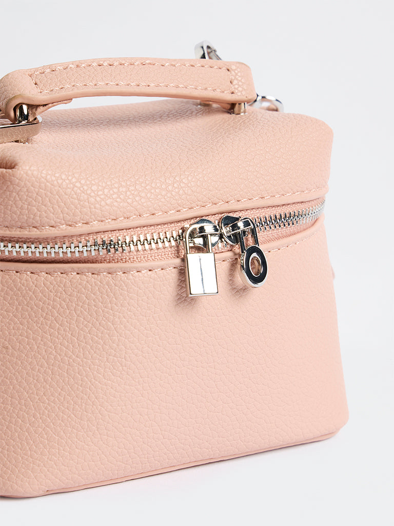 Westside Light Pink Textured Crossbody Sling Bag
