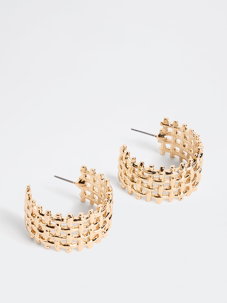 Westside Accessories Gold Textured Statement Hoop Earrings