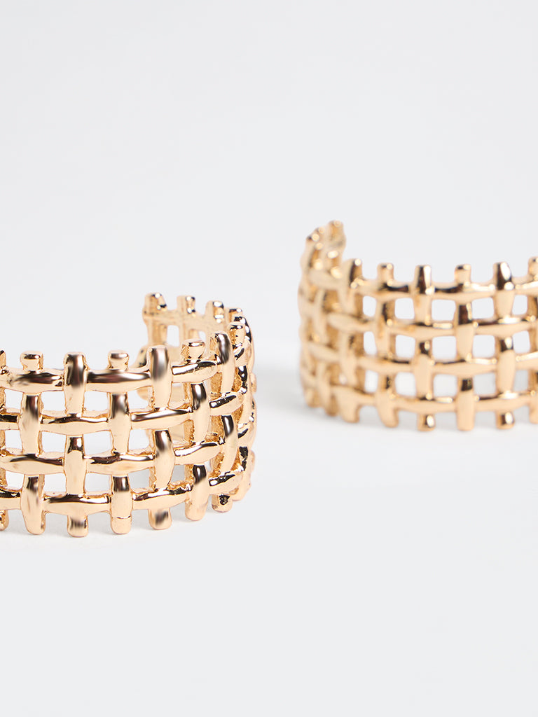 Westside Accessories Gold Textured Statement Hoop Earrings