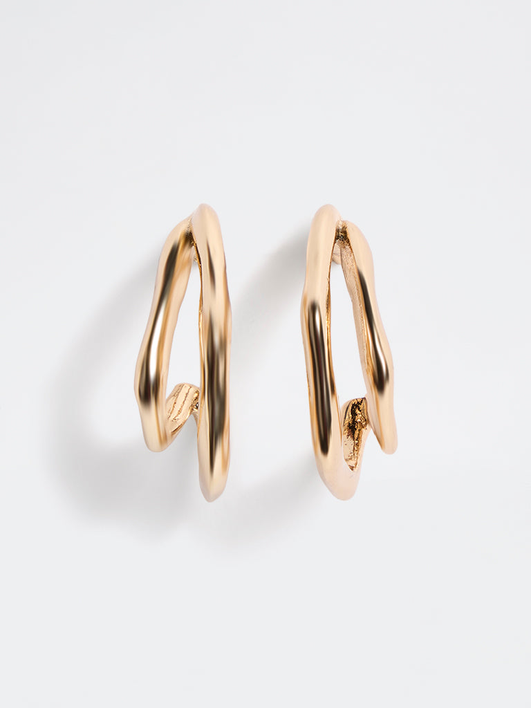 Westside Accessories Gold Statement Molten Hoop Earrings