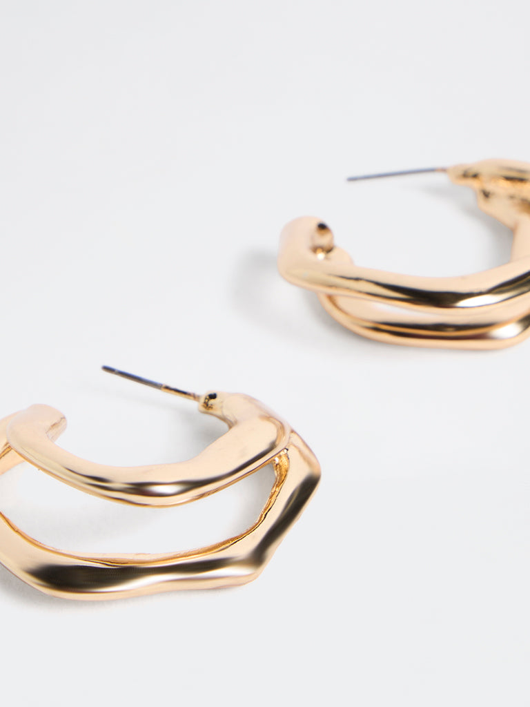 Westside Accessories Gold Statement Molten Hoop Earrings