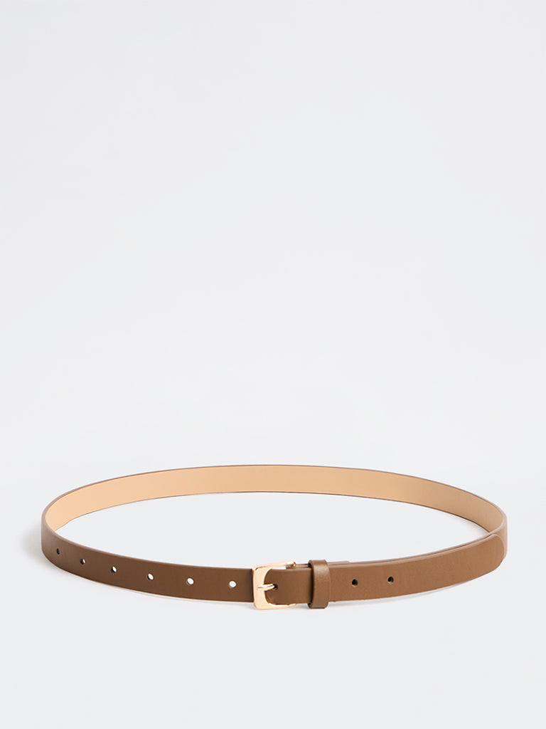 Westside Accessories Tan Square Buckle Belt