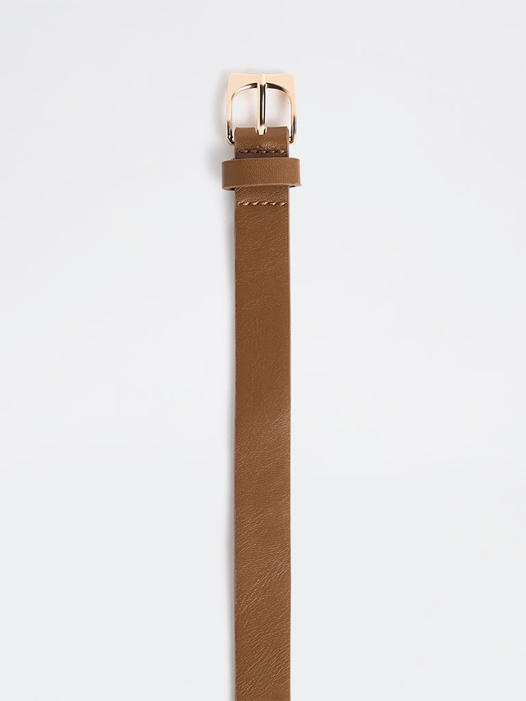 Westside Accessories Tan Square Buckle Belt