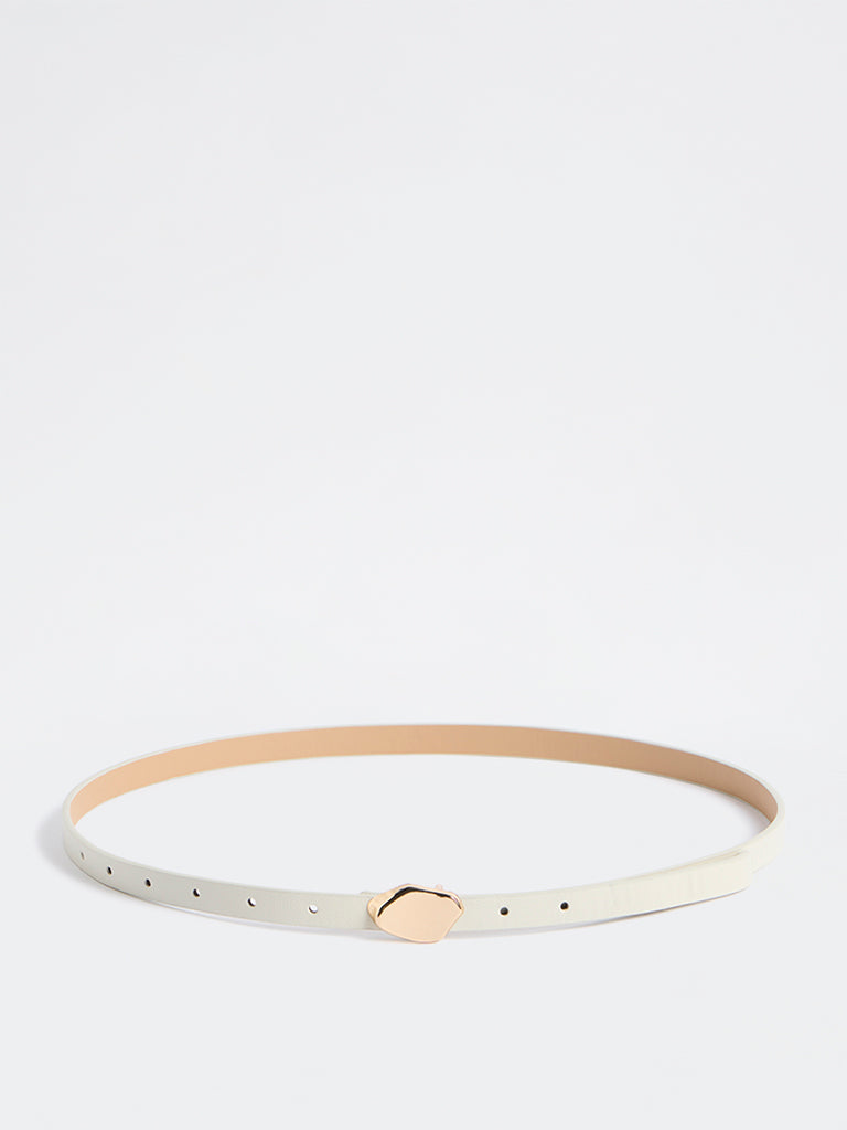 Westside Accessories Ivory Sculpted Buckle Belt