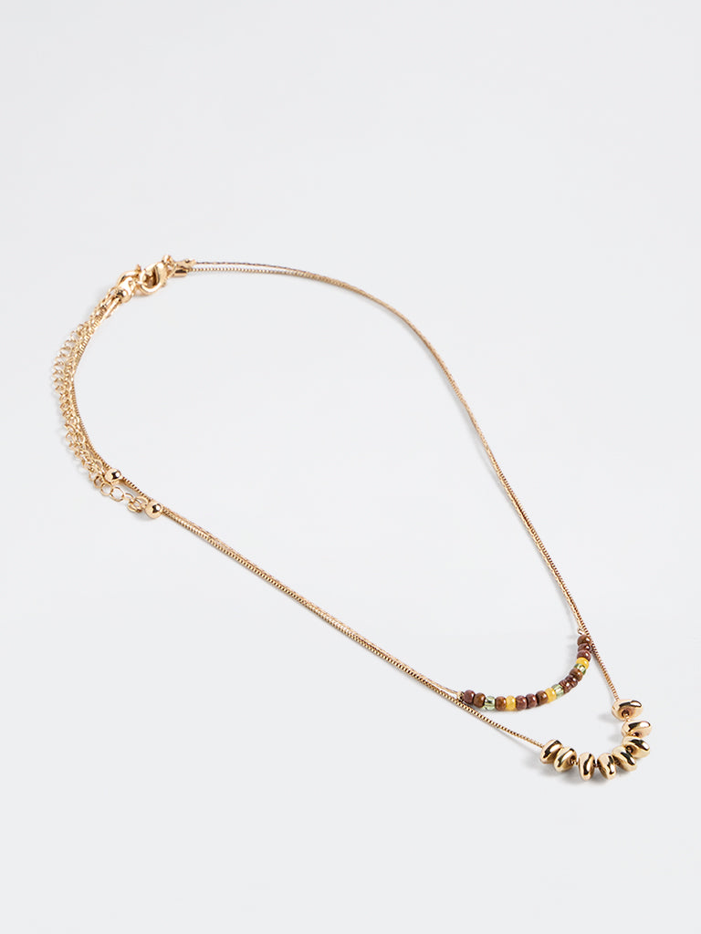 Westside Accessories Gold 2-Layer Beaded Dainty Necklace