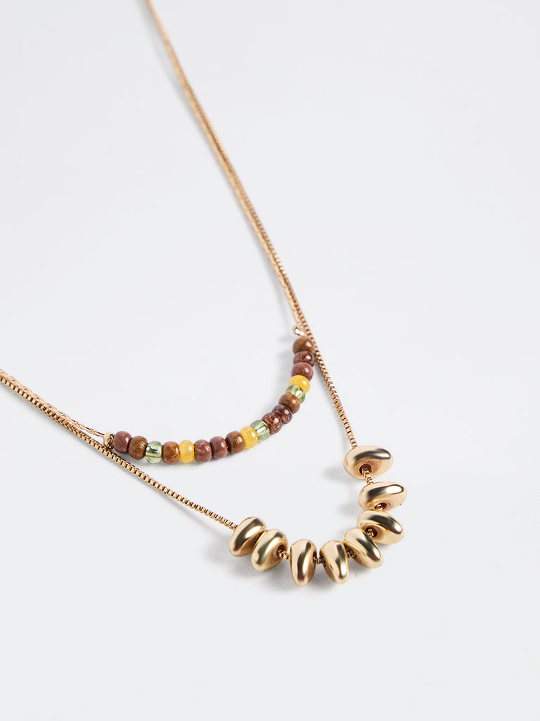 Westside Accessories Gold 2-Layer Beaded Dainty Necklace