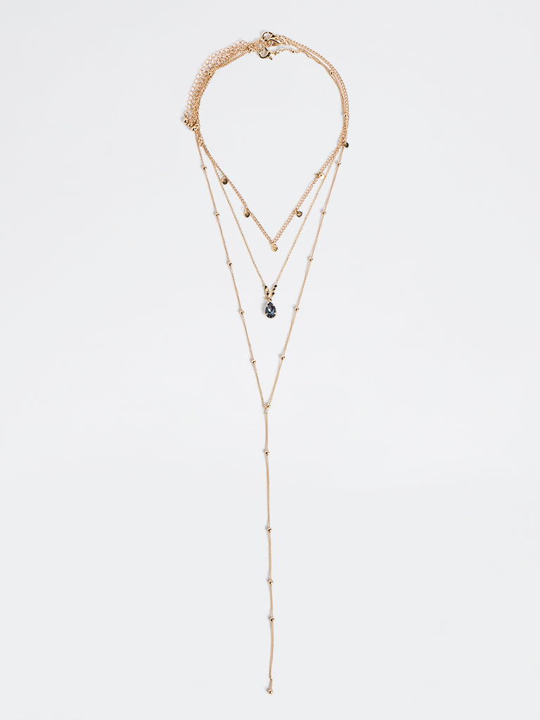 Westside Accessories Gold 3-Layer Dainty Y-Chain Necklace