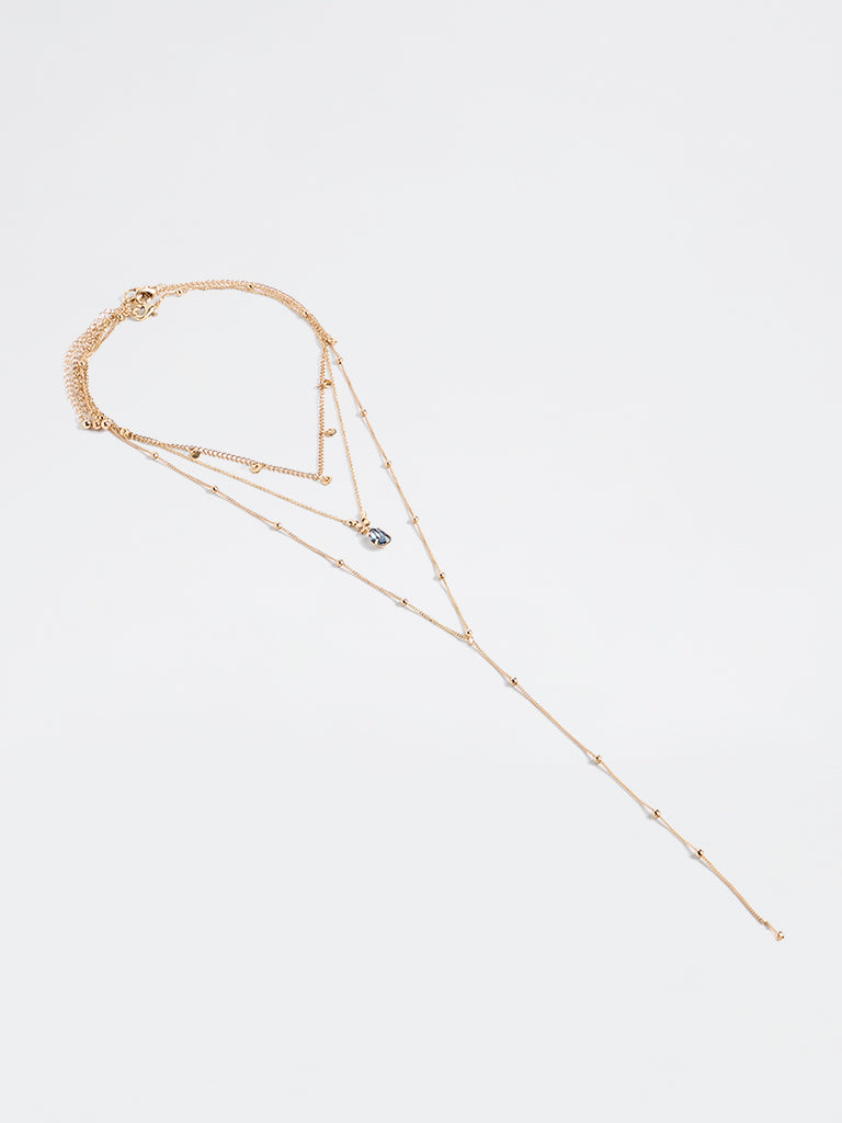 Westside Accessories Gold 3-Layer Dainty Y-Chain Necklace