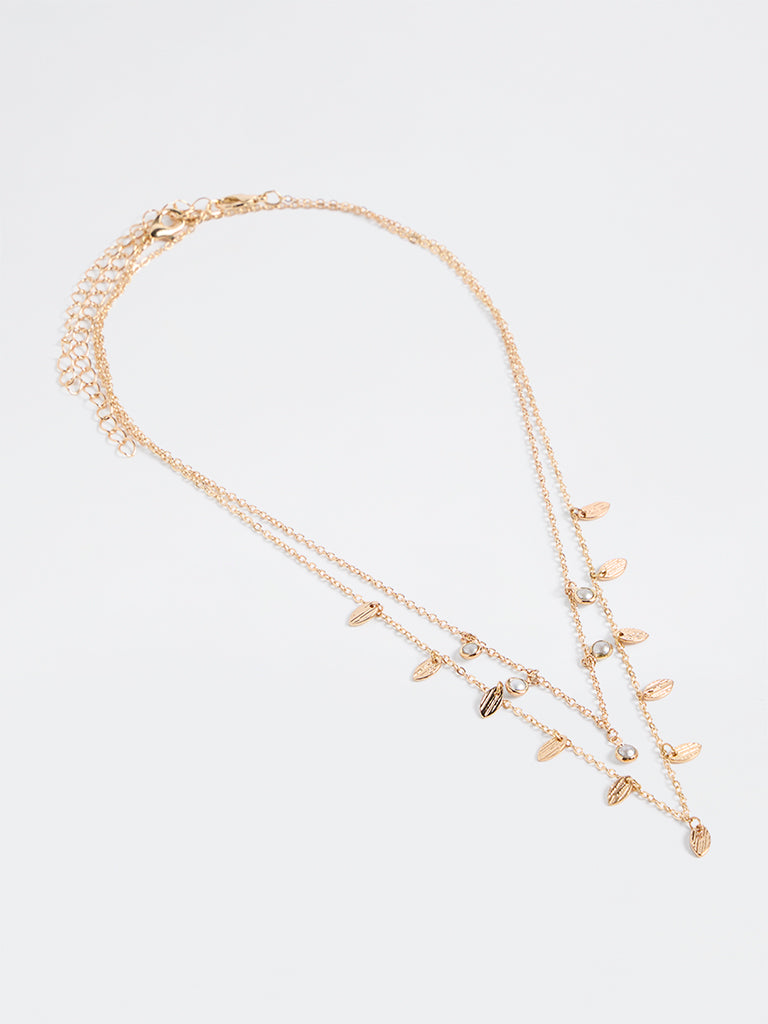 Westside Accessories Gold Leaf Charm Layered Necklace - Pack of 2