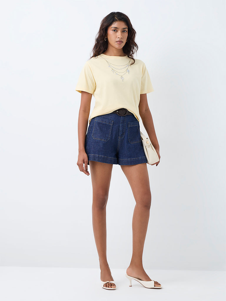 LOV Yellow Jewellery Printed Cotton T-Shirt