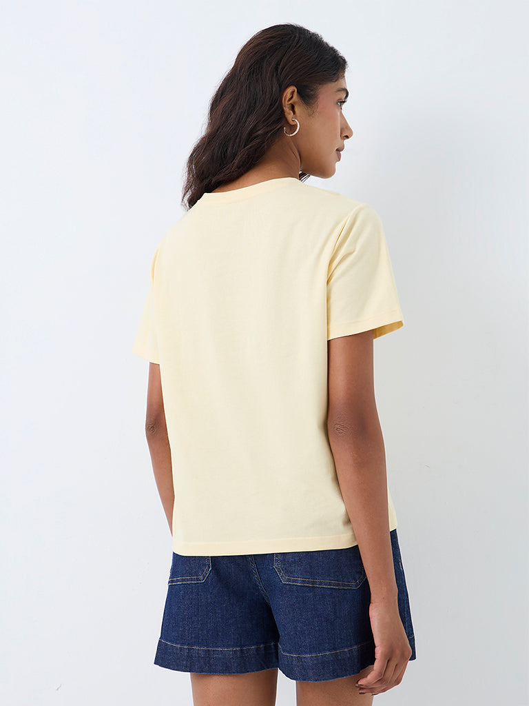 LOV Yellow Jewellery Printed Cotton T-Shirt
