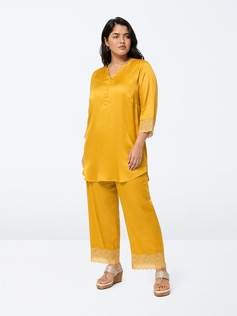 Gia Light Blue Melange High-Rise Trousers