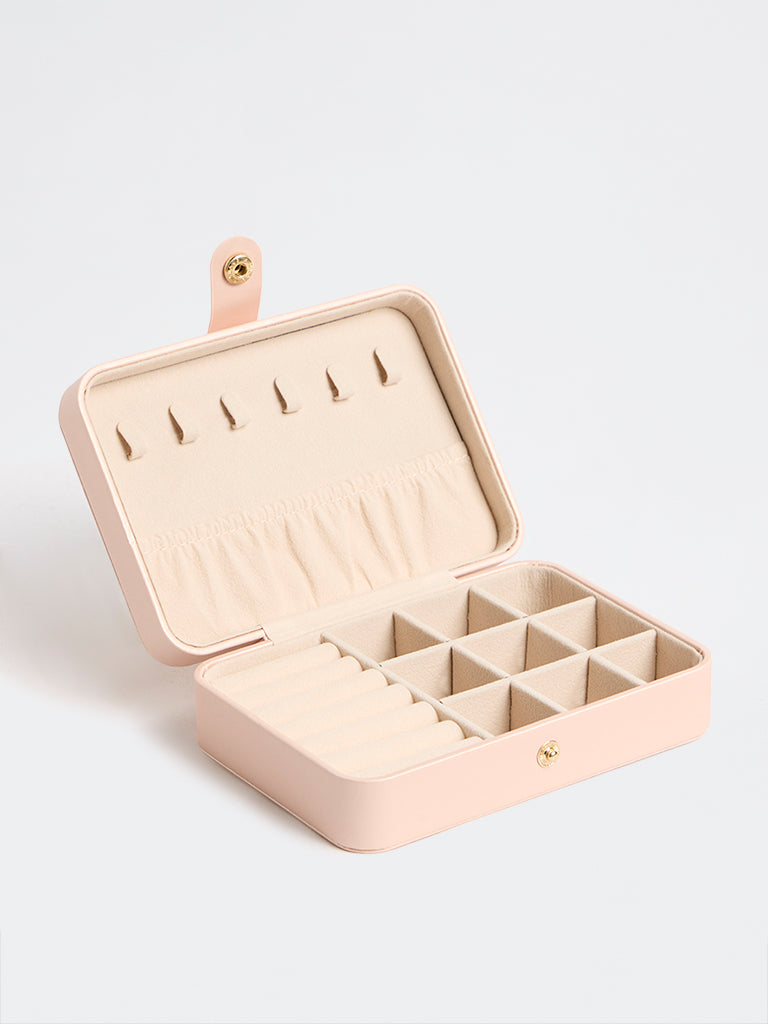 Westside Accessories Blush Pink Quilted Rectangular Jewellery Box