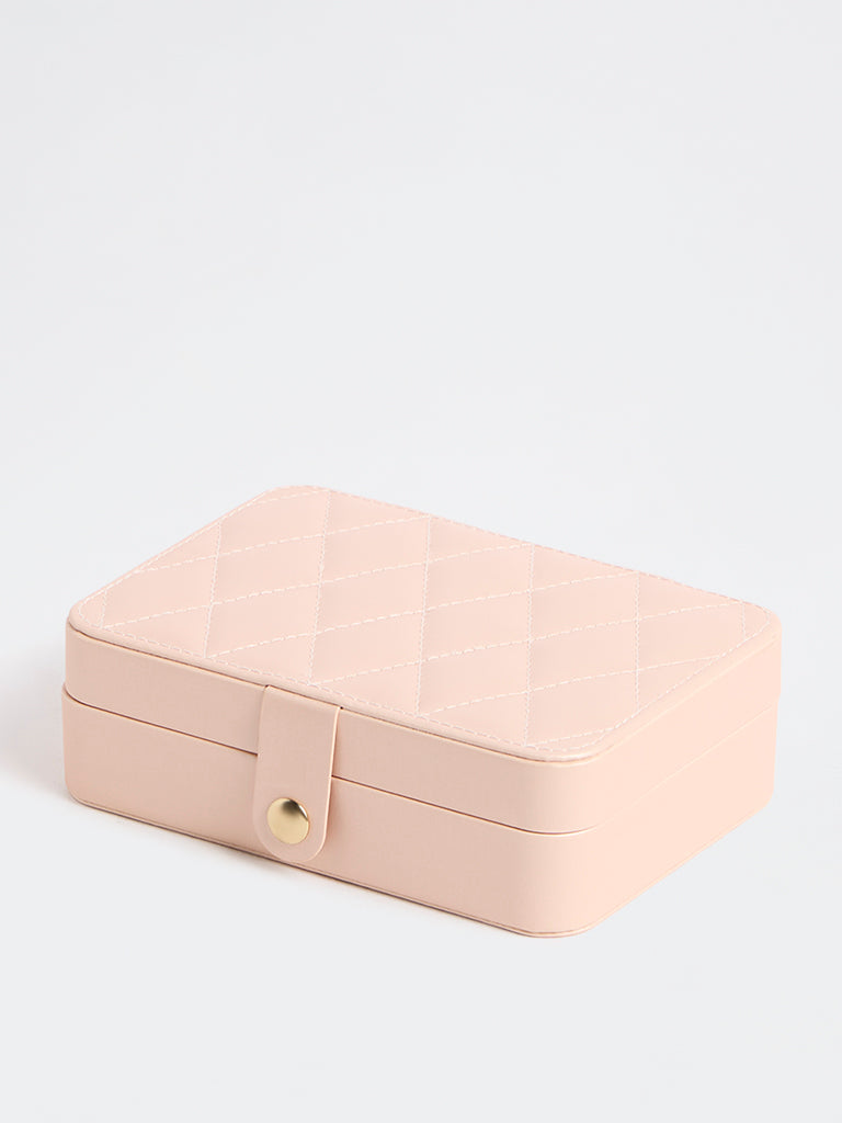 Westside Accessories Blush Pink Quilted Rectangular Jewellery Box