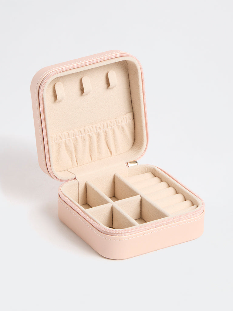 Westside Accessories Blush Pink Quilted Square Jewellery Box
