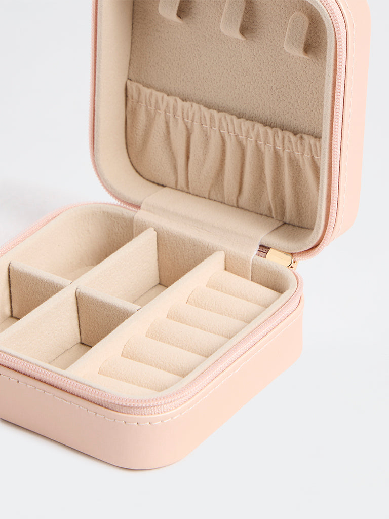 Westside Accessories Blush Pink Quilted Square Jewellery Box