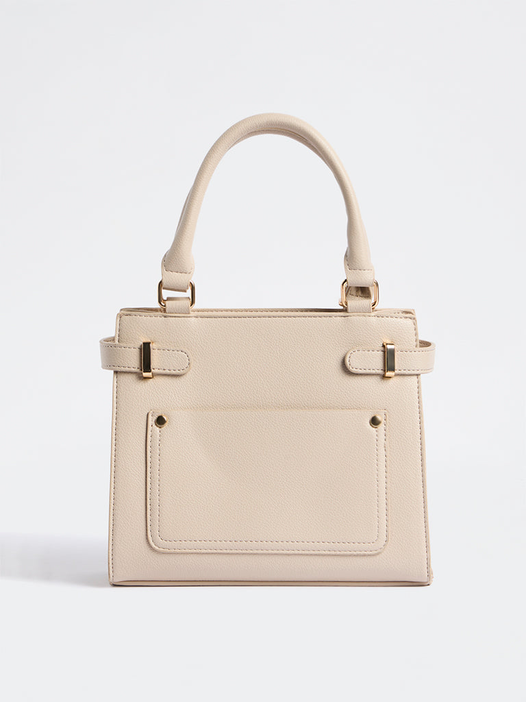 Westside Ivory Textured Geometric Crossbody Sling Bag