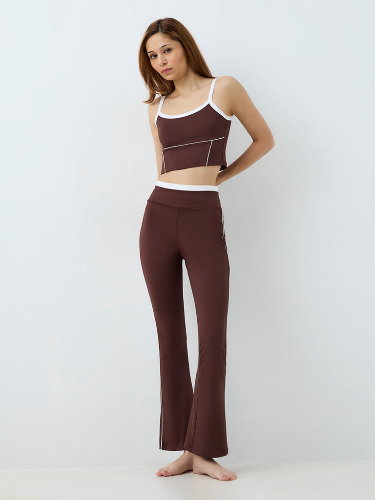 Nuoflexx Dark Brown Pipeline-Detail Crop Top