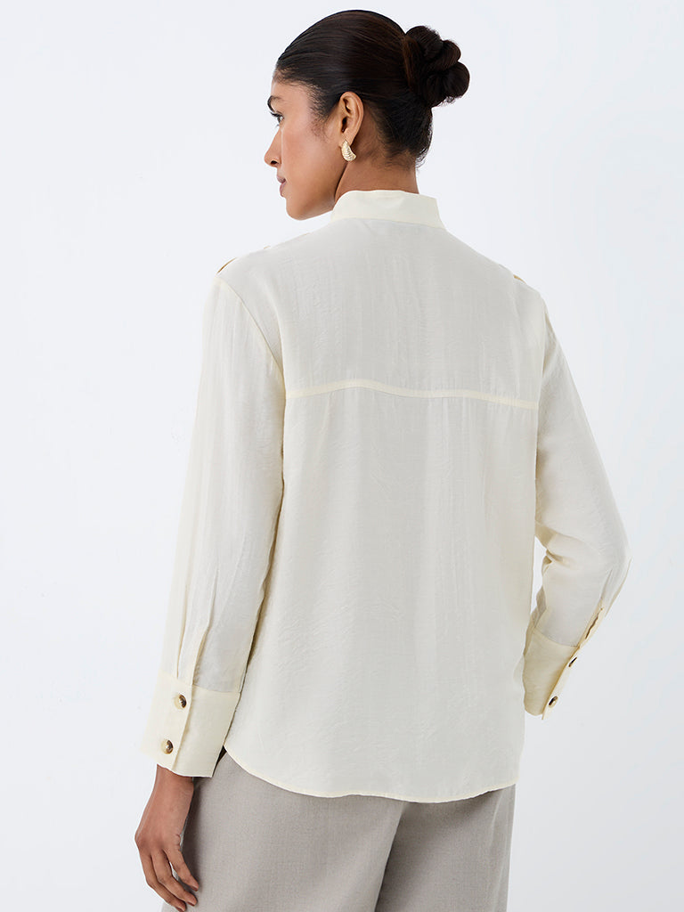 Wardrobe Cream Solid Shirt
