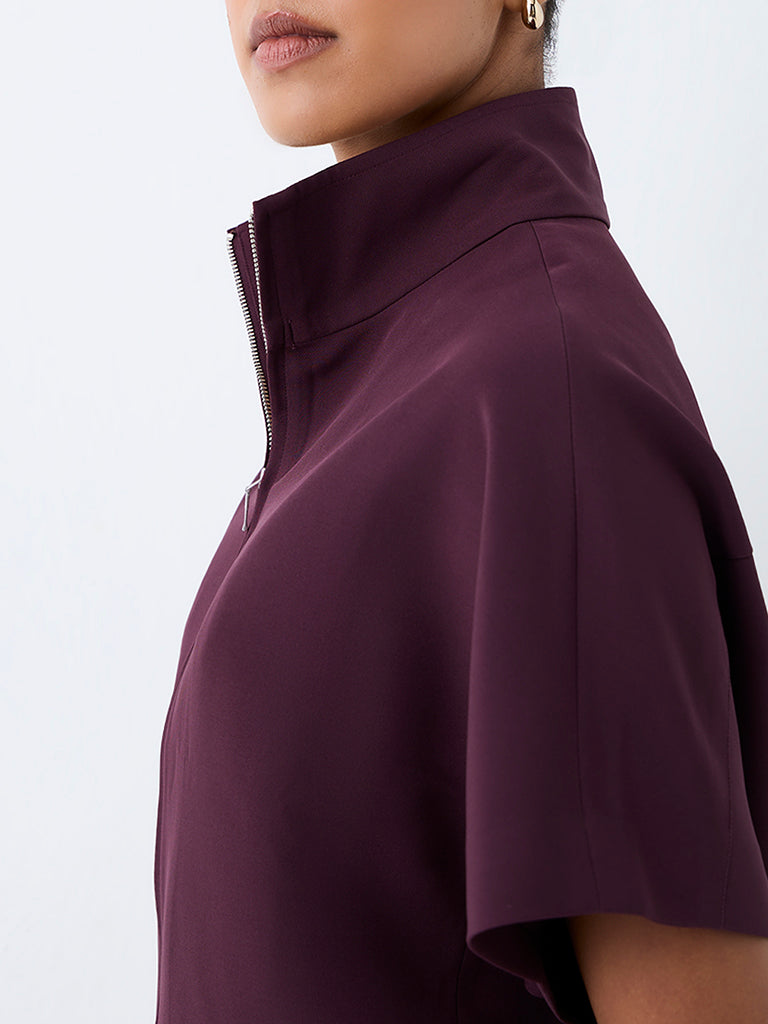 Wardrobe Dark Plum Zip-Detail Top