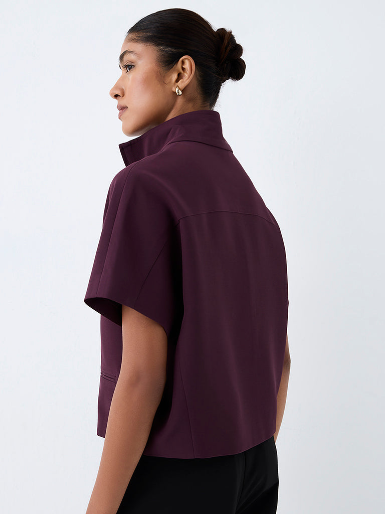 Wardrobe Dark Plum Zip-Detail Top