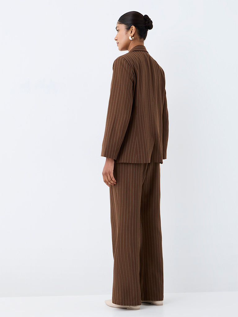 Wardrobe Brown Pinstripe Blazer