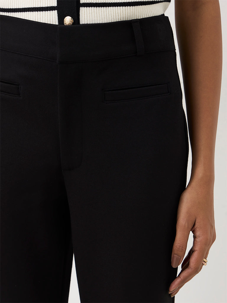 Wardrobe Black Solid High-Rise Flared Trousers