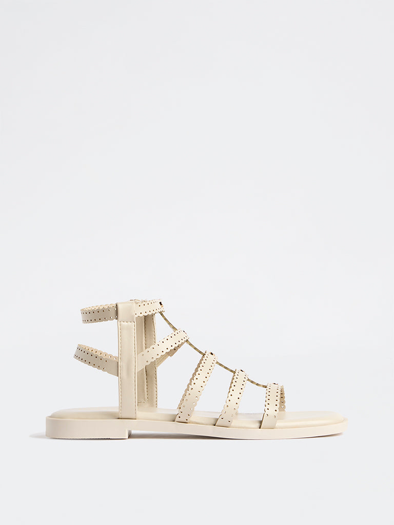 LUNA BLU Ivory Multi-Strap Gladiator Sandals