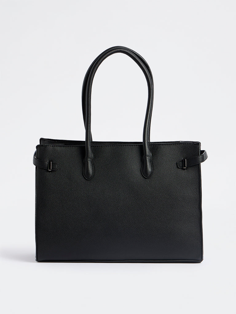 Westside Black Textured Tote Bag