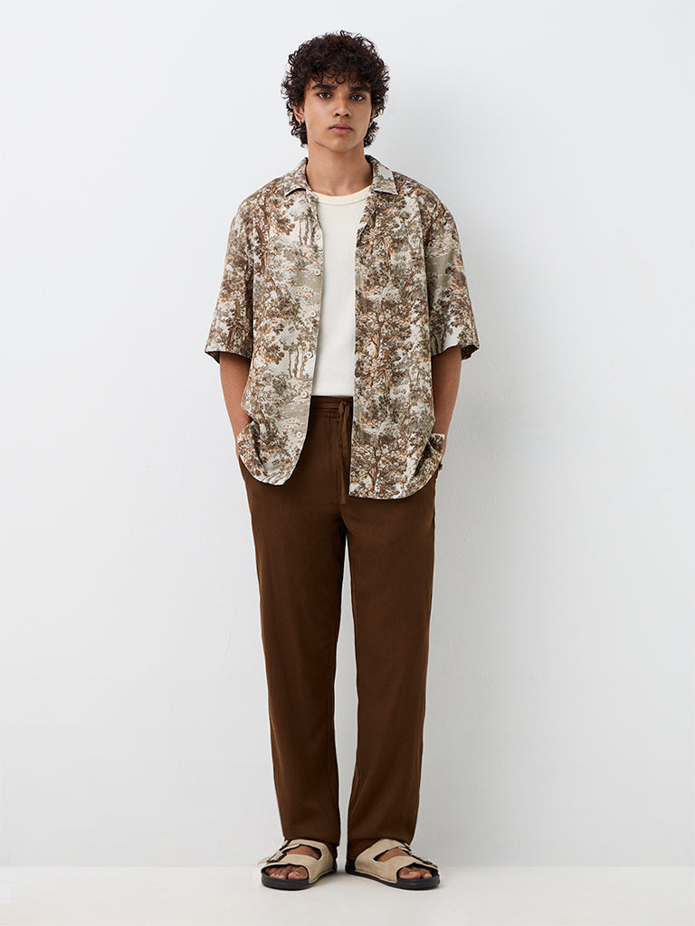 ETA Brown Relaxed-Fit Mid-Rise Chinos