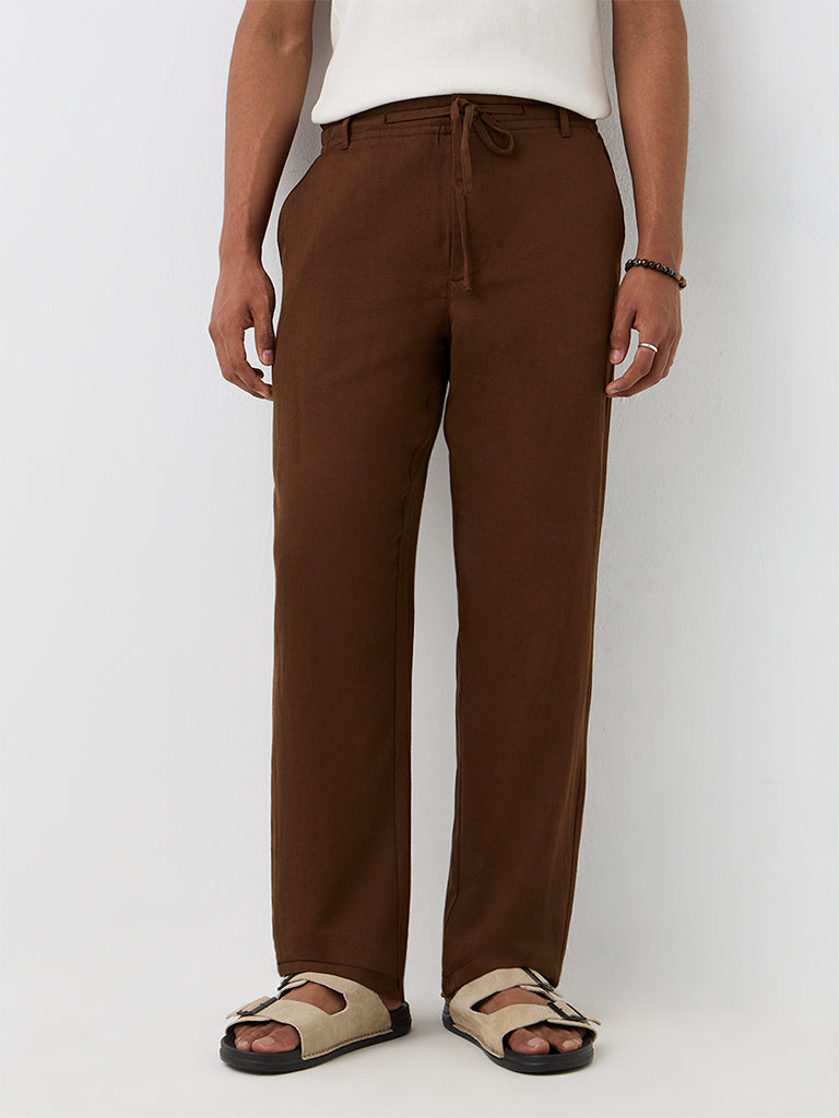 ETA Brown Relaxed-Fit Mid-Rise Chinos