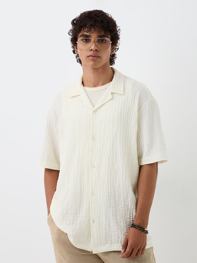 ETA Off-White Textured Relaxed-Fit Shirt