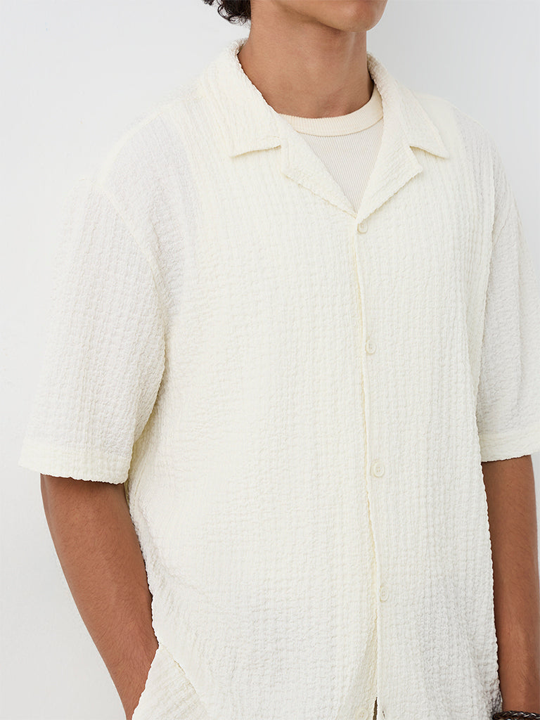 ETA Off-White Textured Relaxed-Fit Shirt