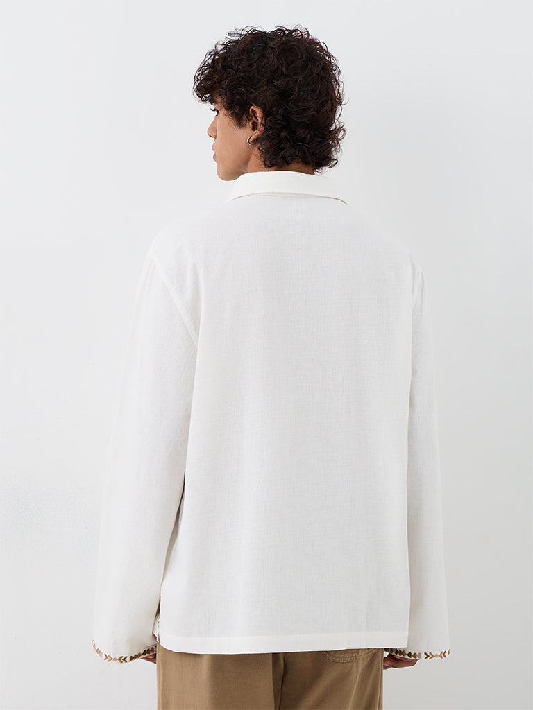 ETA Off-White Animal Embroidered Relaxed-Fit Cotton-Blend Shirt