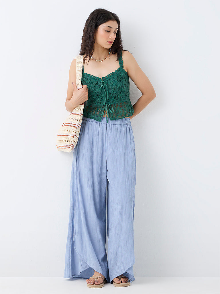 Bombay Paisley Dark Green Cotton Crochet Top