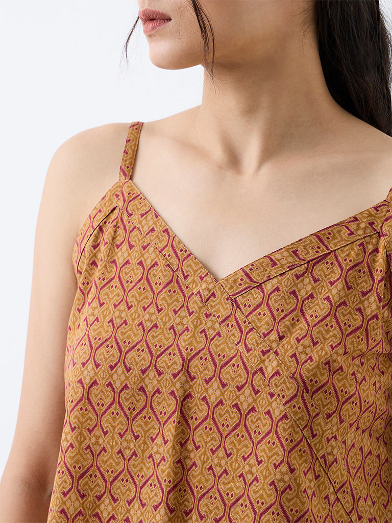 Bombay Paisley Mustard Printed Cotton Top