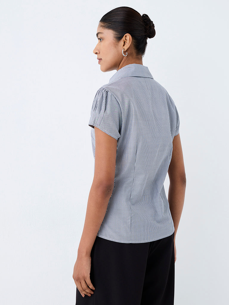 Wardrobe Grey Striped Cotton-Blend Shirt