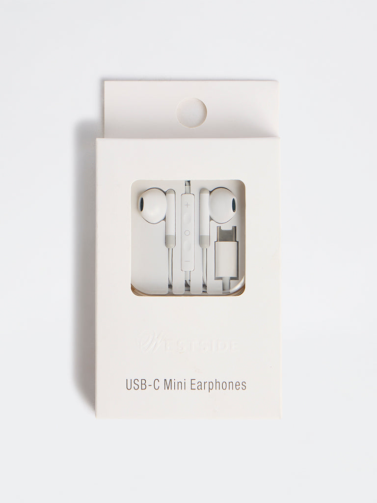 Westside Accessories White USB-C Mini Wired Earphones