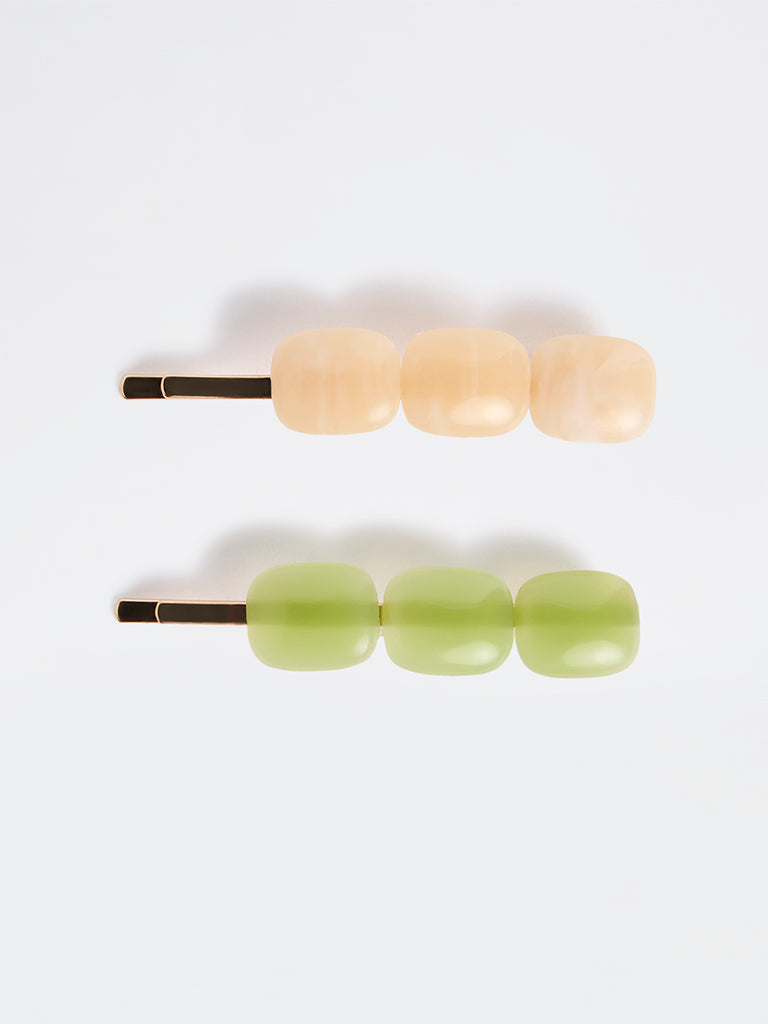 Westside Accessories Multicolour Beaded Hair Clip  - Pack of 2