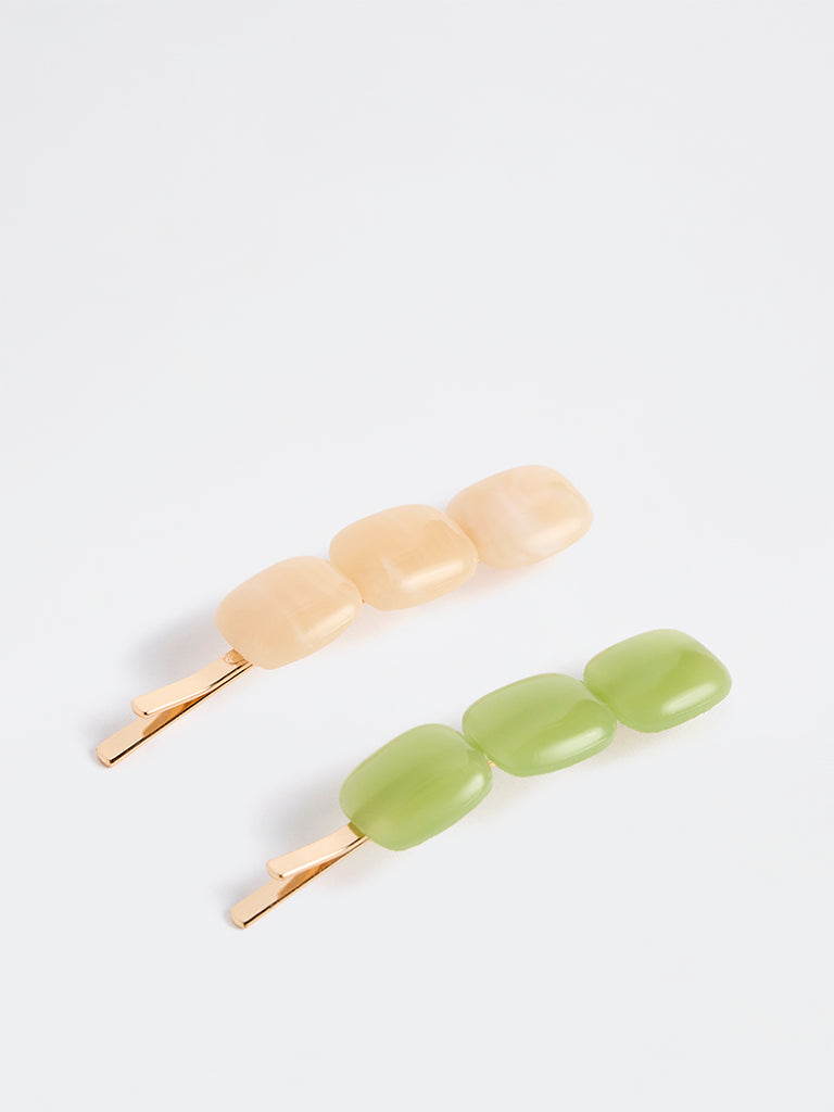 Westside Accessories Multicolour Beaded Hair Clip  - Pack of 2