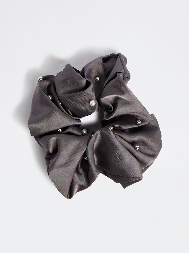 Westside Accessories Dark Grey Pearlescent Scrunchie