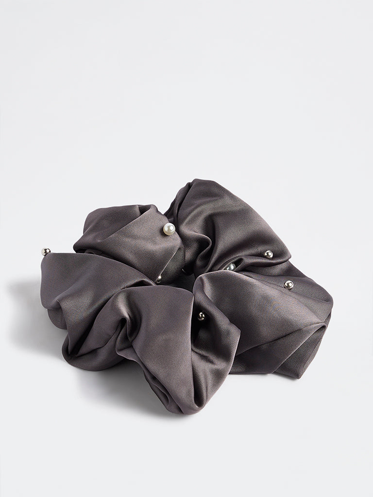 Westside Accessories Dark Grey Pearlescent Scrunchie