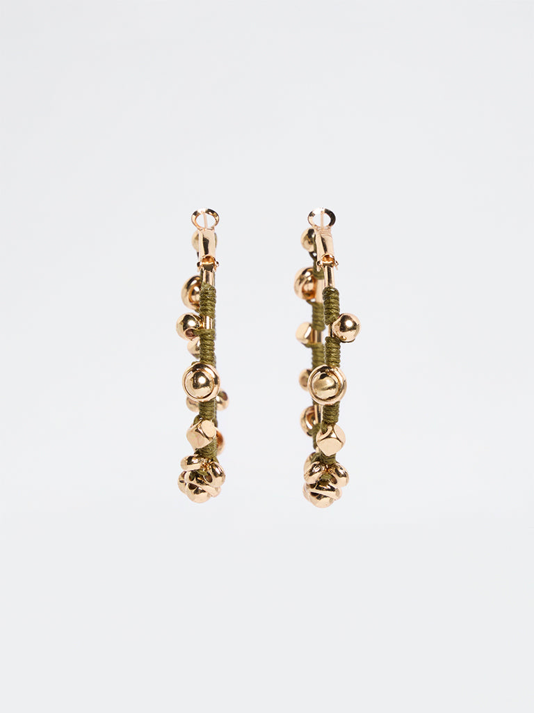 Westside Accessories Olive Beaded Cord Hoop Earrings