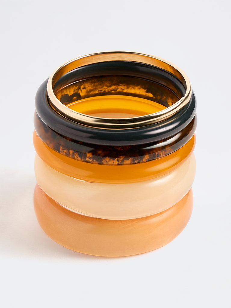 Westside Accessories Multicolour Resin and Metal Bangles - Pack of 6