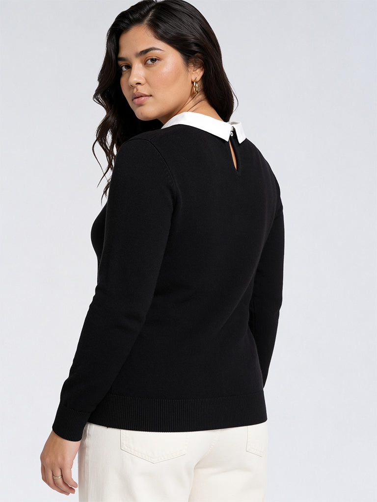 Gia Black Collared T-Shirt