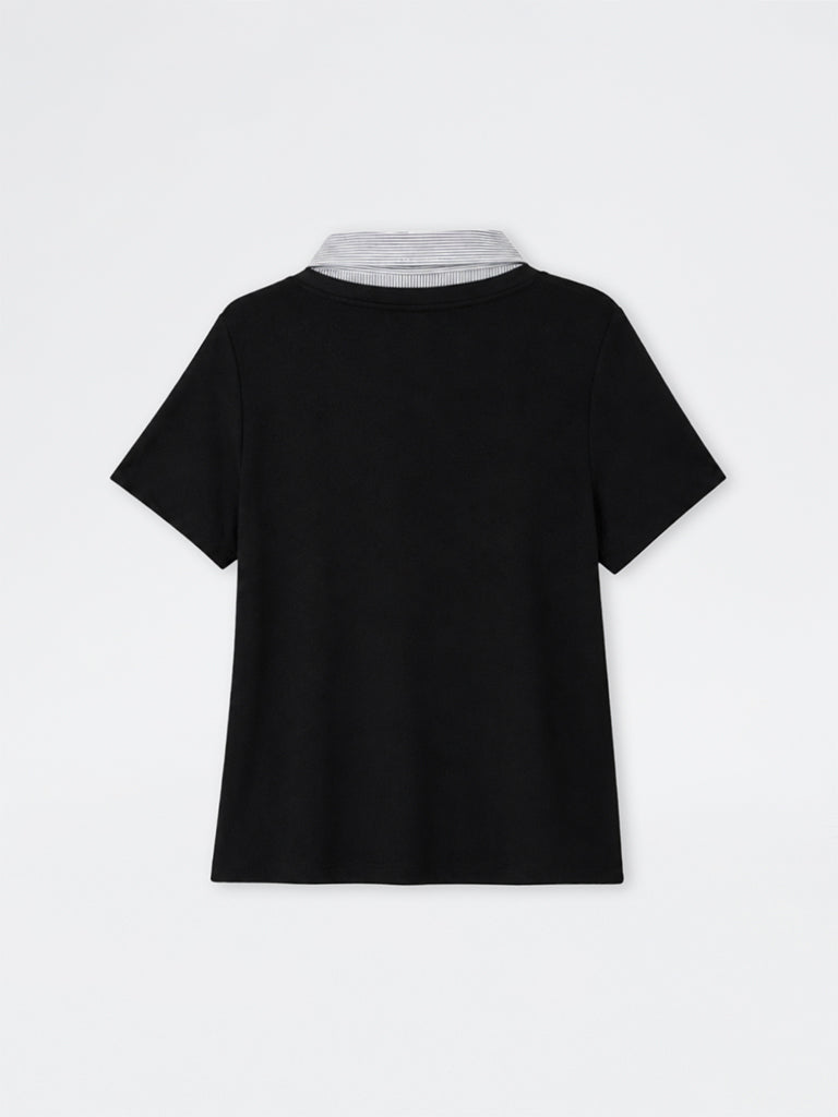 Gia Black Collared T-Shirt