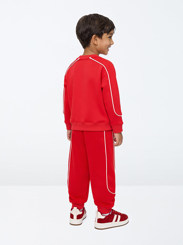 HOP Kids Boys Red Text Design Sweatshirt and Joggers Set