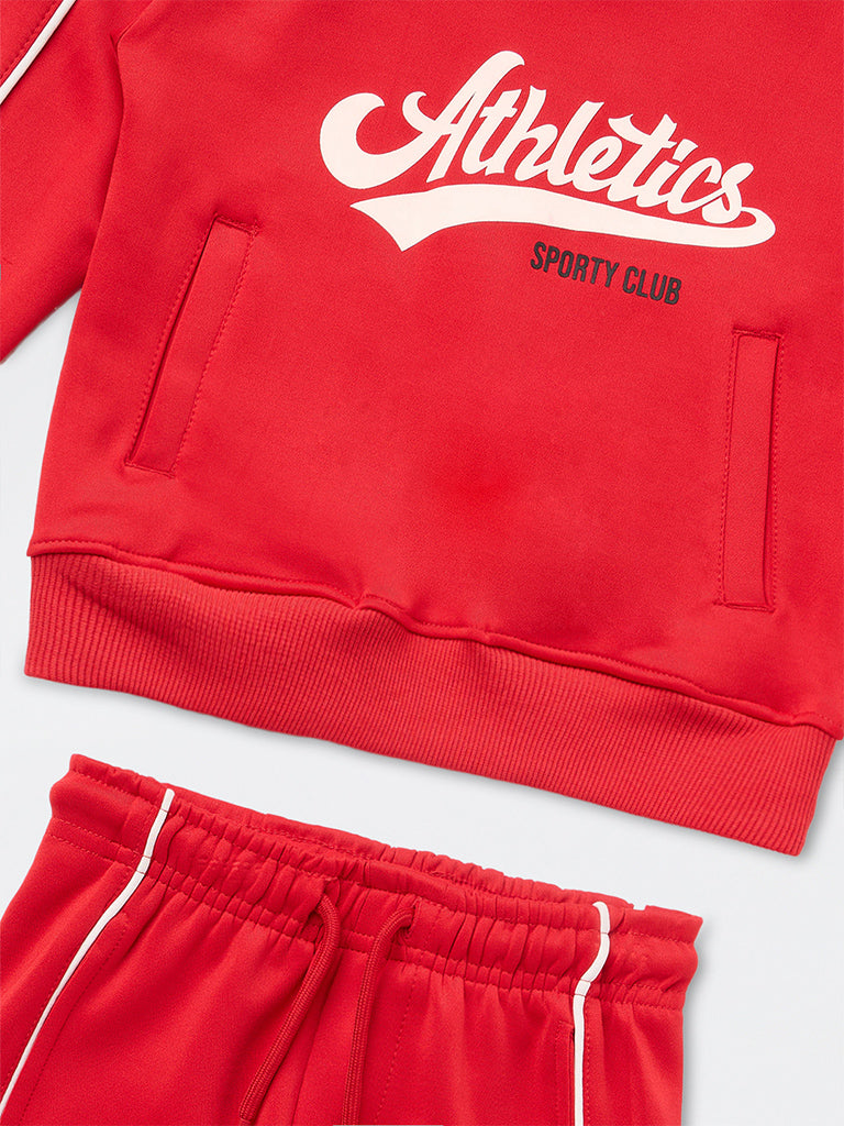 HOP Kids Boys Red Text Design Sweatshirt and Joggers Set