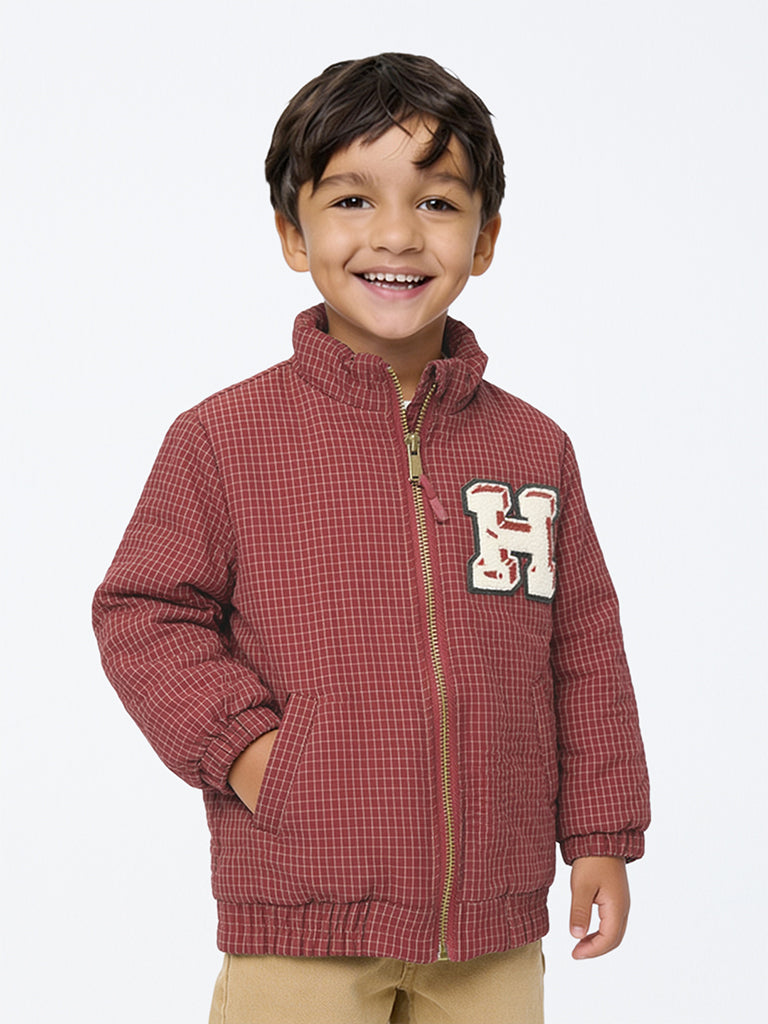 HOP Kids Boys Red Checkered Jacket