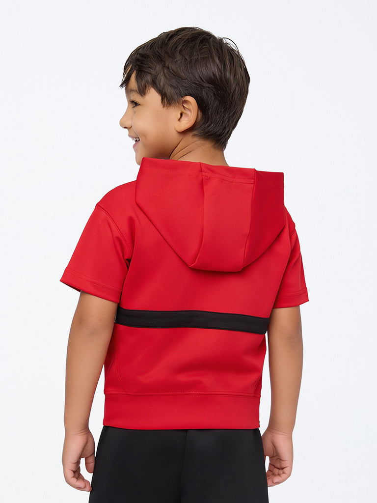 HOP Kids Boys Red Bag Detailed Hooded Sweatshirt